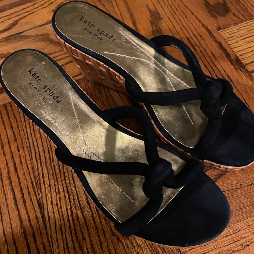 Brand new Kate Spade Black Wedge Sandals